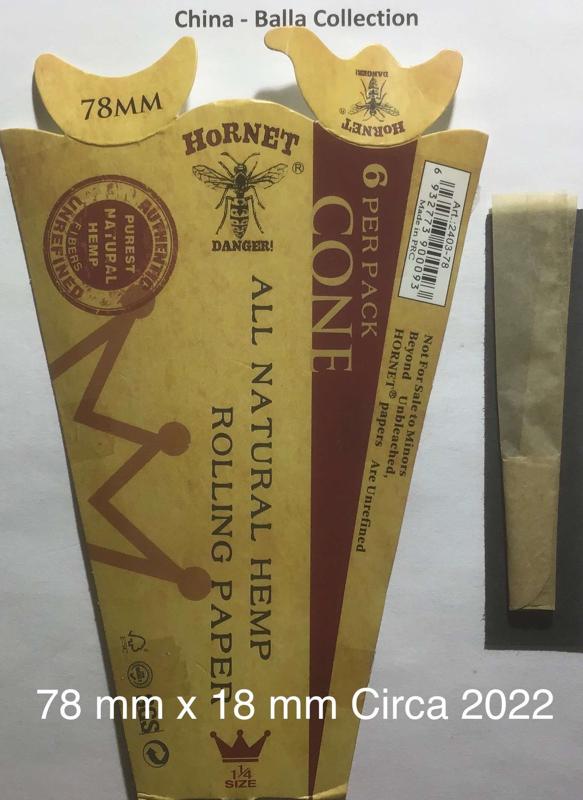 China Hornet Hemp Cones 1.c 78 x 17 Hemp Cones 6 Pk