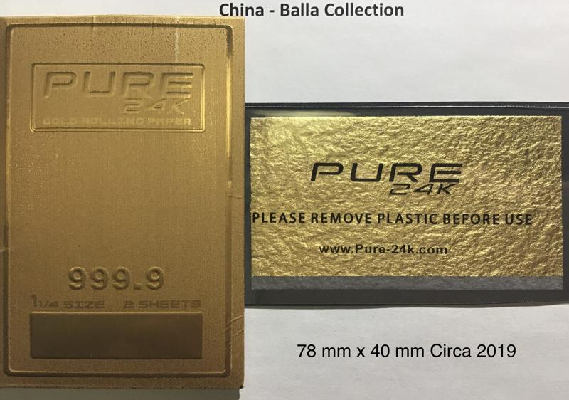China Pure 24K 999.9 - 1.a 79 x 40 - 2 pk