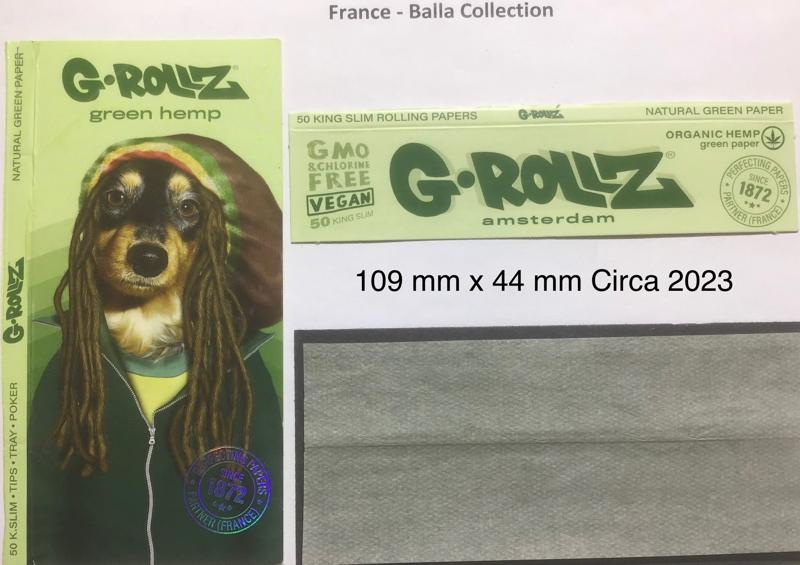 France G Rollz 2.b 109 x 44 Organic Hemp Green Paper  King Size 50 pk + Tips + Tray + Poker