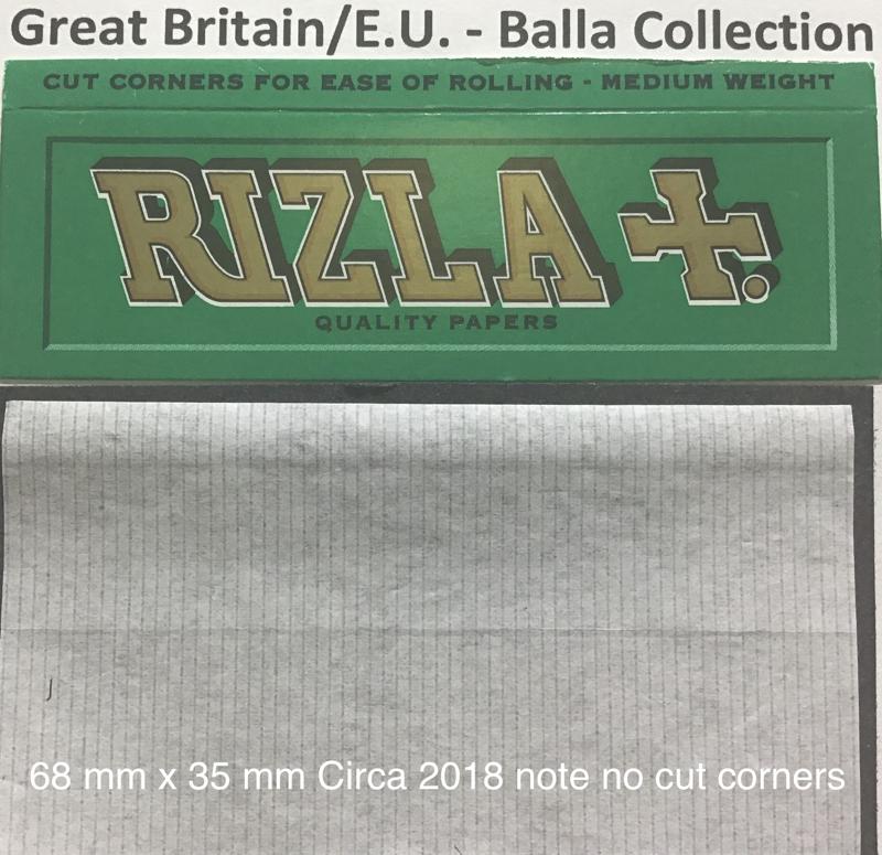 Great Britain Rizla Green 1.c 70 x 35 Cut Corners Miss Print
