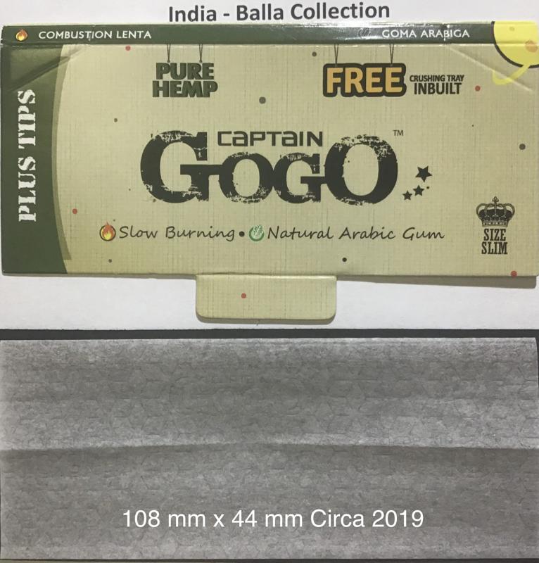 India Captian Gogo Biege & Dark Green Pure Hemp 1.d 108 x 44 KS Slim 33 pk Tips + Tray Watermark GoGo