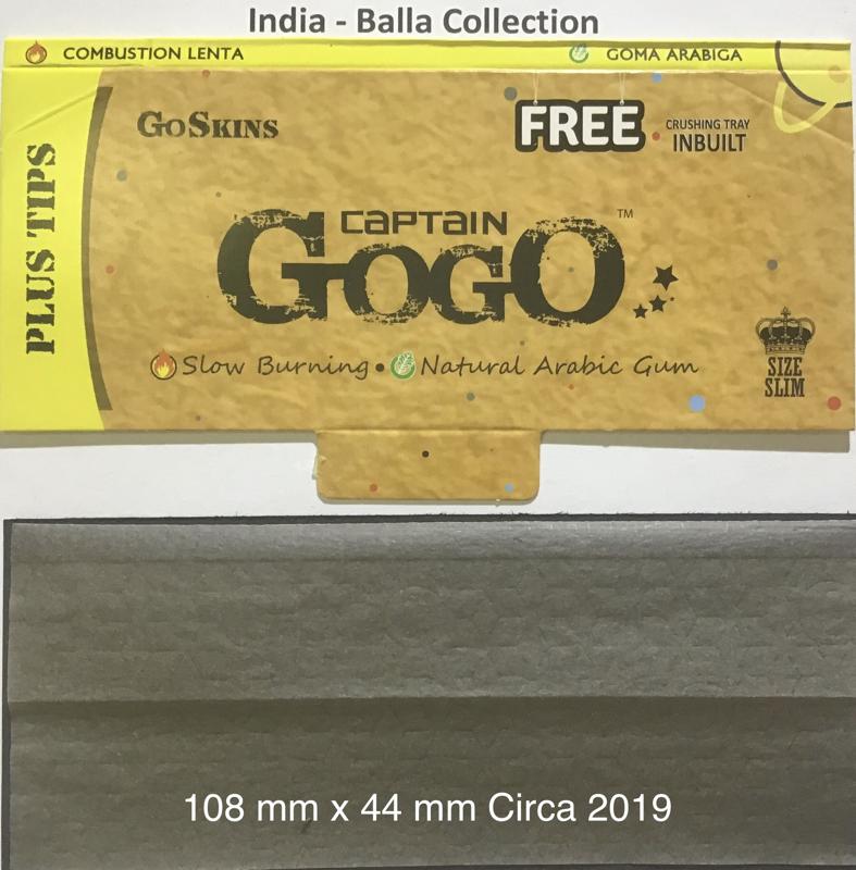 India Captian Gogo Gold 1.c 108 x 44 Go Skins KS Slim 33 pk Tips + Tray Watermark GoGo