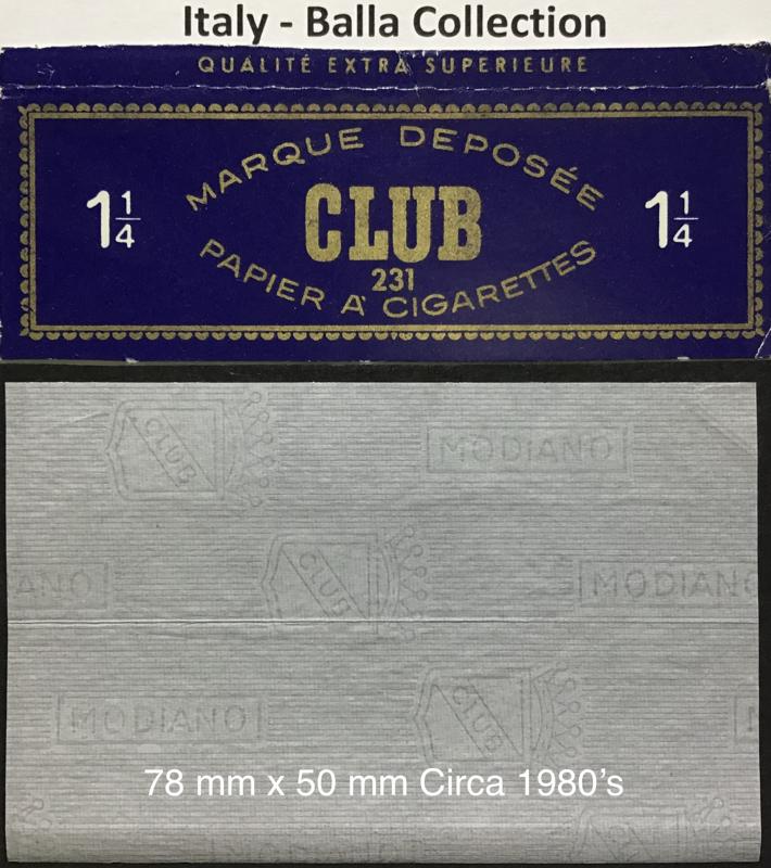 Italy Club Modiano 1.b 78 x 50 No 231 Watermark Club Modiano