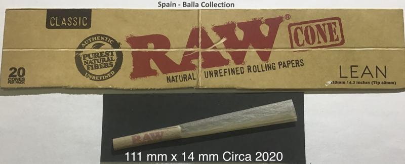 Spain Raw Classic 1.p 111 x 14 Unrefined Lean Cones 20 pk