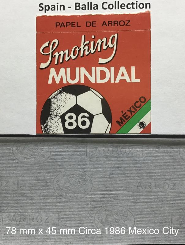 Spain Smoking Mundial 86 - 1.b 78 x 45 - 86 Mexico Watermark Arroz